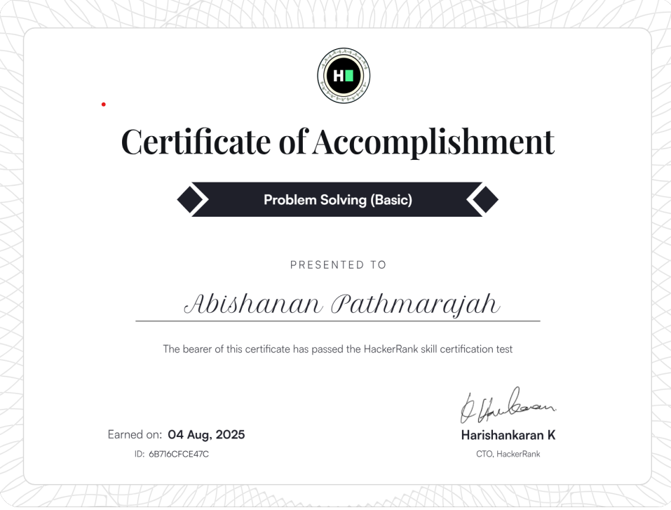 Problem Solving Certificate